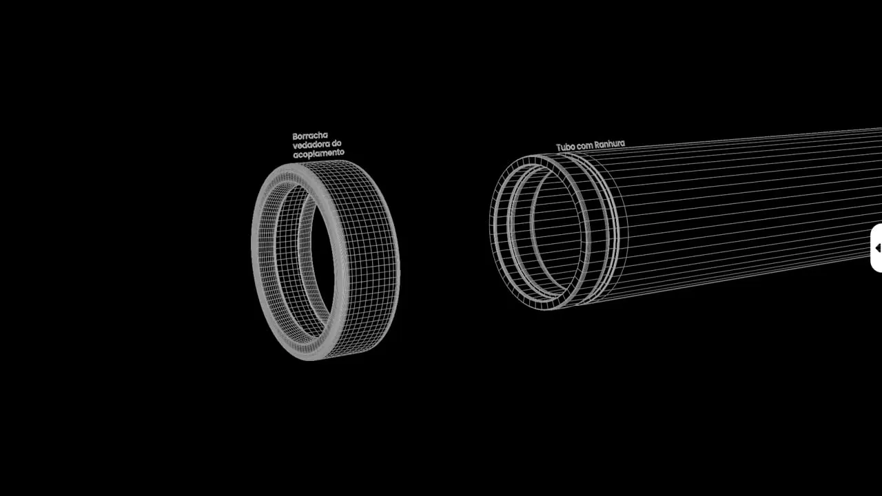 Motion graphics — acoplamento ranhurado em 3D