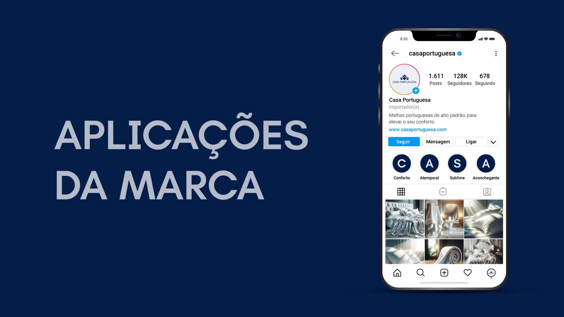 Aplicações da identidade visual Casa Portuguesa nas redes sociais