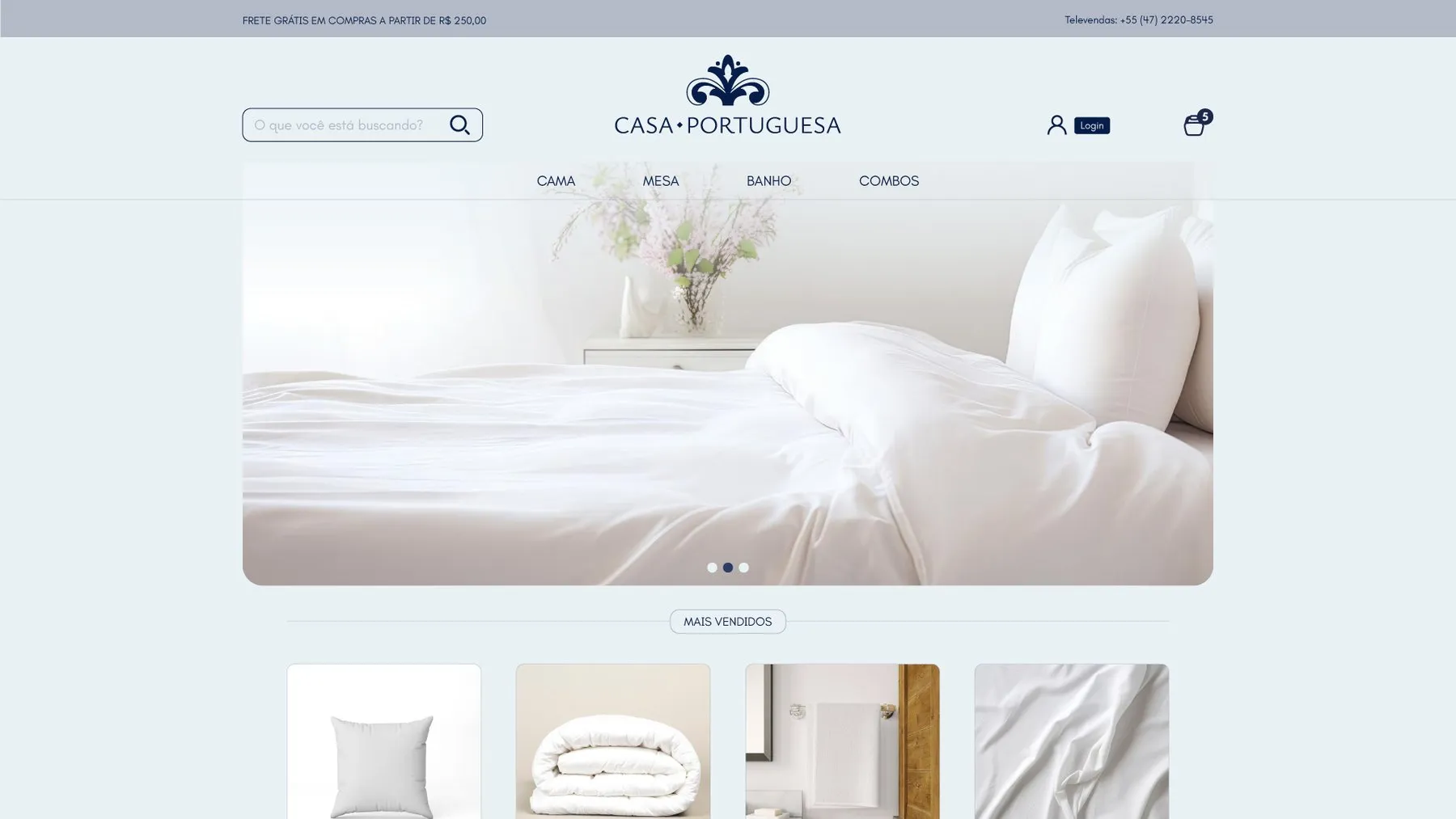 Identidade visual Casa Portuguesa — aplicação em página web