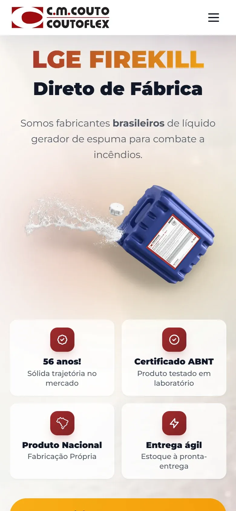 LP do LGE no celular com título, produto e selos em grade