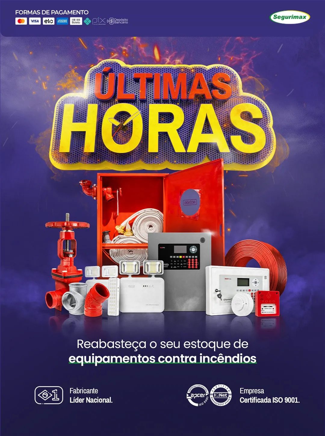 Peça visual de campanha com tipografia 3D e produtos